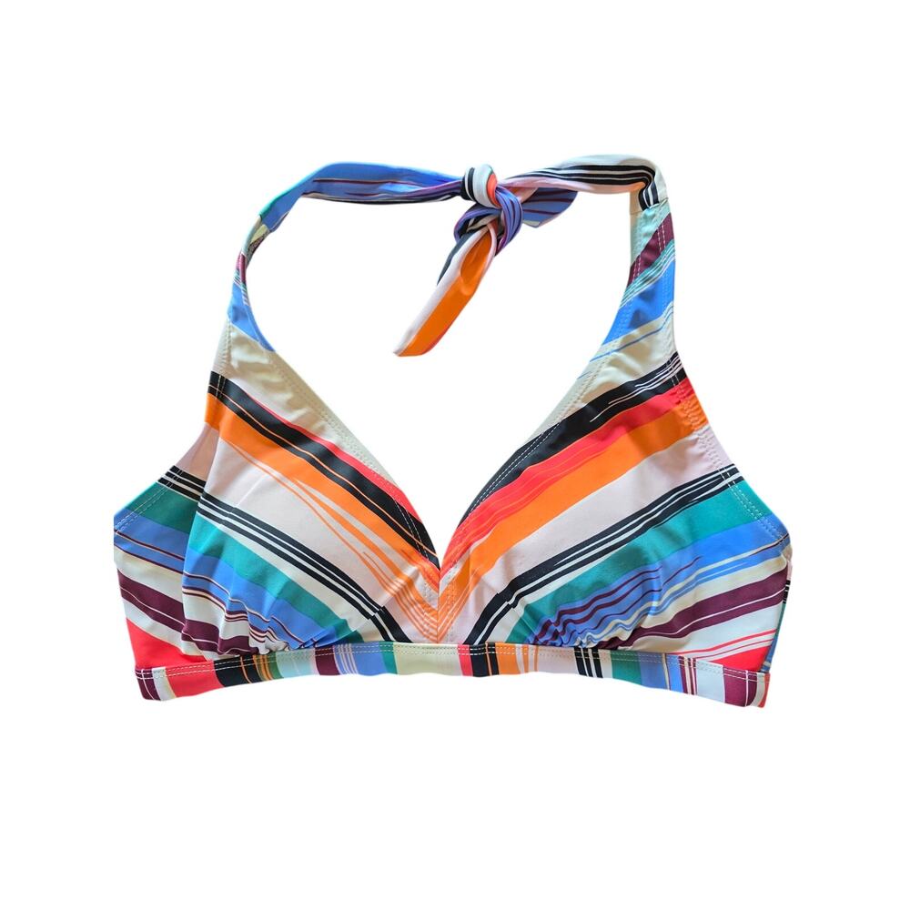 Swimsuits For‎ All Swim Top 10 Womens Multicolor Striped Padded Tie Beach Swim